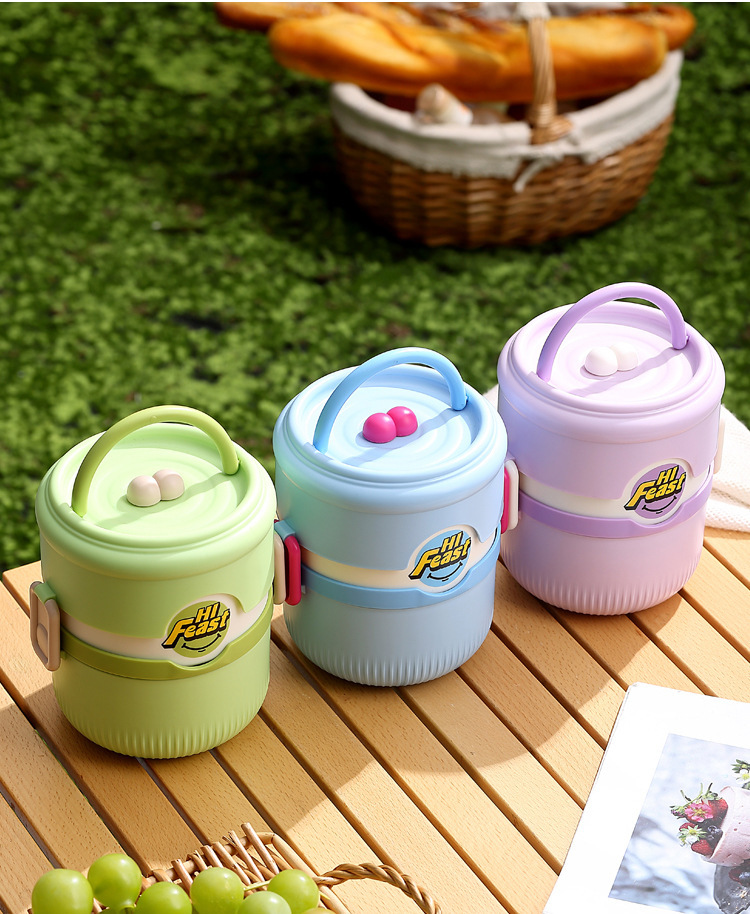 Double-layer student lunch box, microwave-safe heating bento box, office worker adult food-grade stainless steel lunch box pic 18