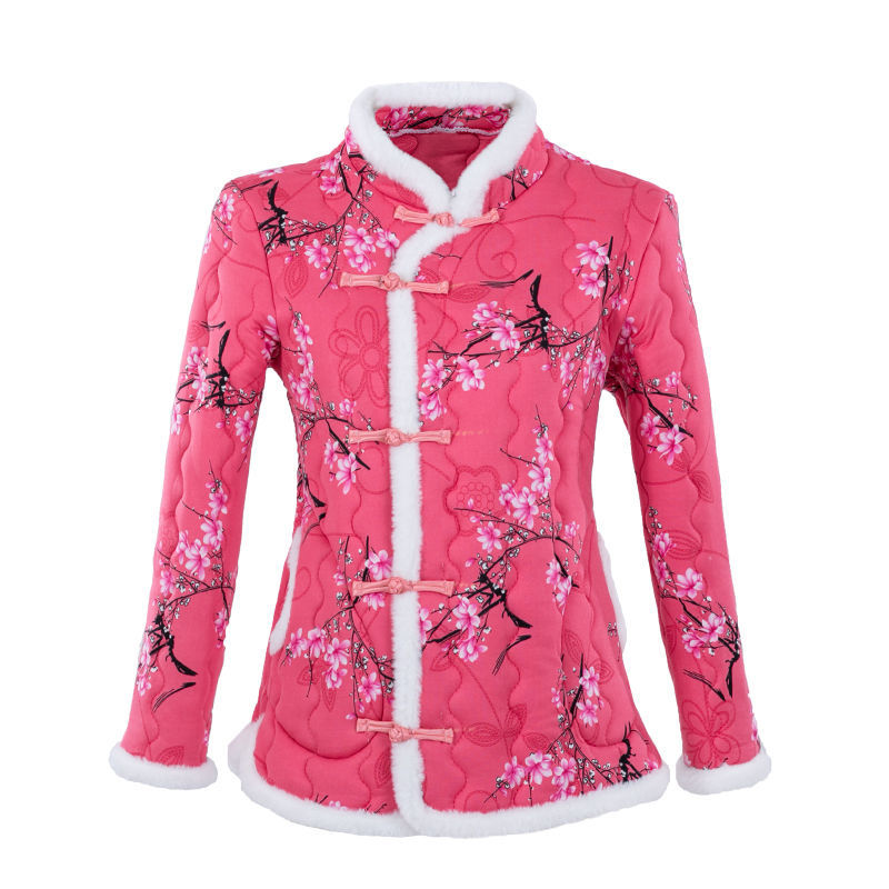 Choyin mesh chaqueta acolchada bandeja de cierre tang chaqueta de algodón noreste chaqueta de algodón grande flor chaqueta de año nuevo chaqueta chaqueta de algodón estilo chino étnico mujeres pic 7