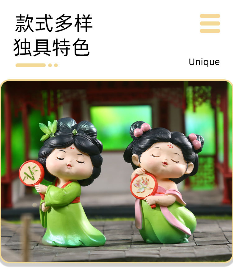 Tang Palace Night Banquet, national trend ancient style, Tang Dynasty Ever-Bright City, cute doll ornaments, home and office desk small ornaments pic 5