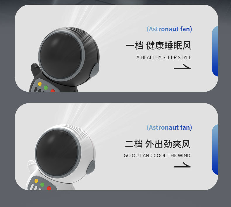 新款USB挂脖太空人迷你手持无叶风扇卡通宇航员便携式懒人小风扇详情4