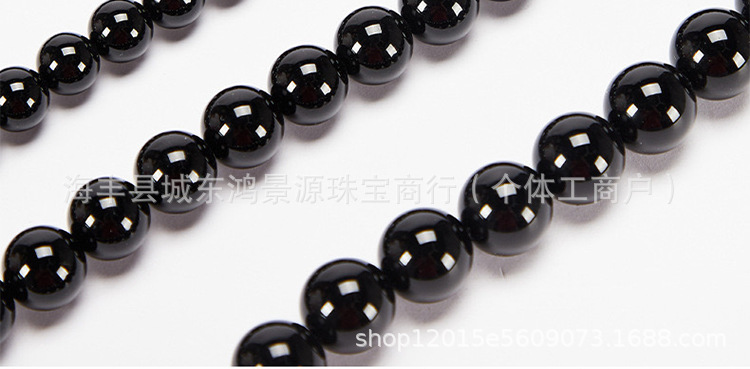 天然黑曜石散珠diy乌金黑曜石手链半成品纯黑7A黑曜石DIY隔珠饰品详情14