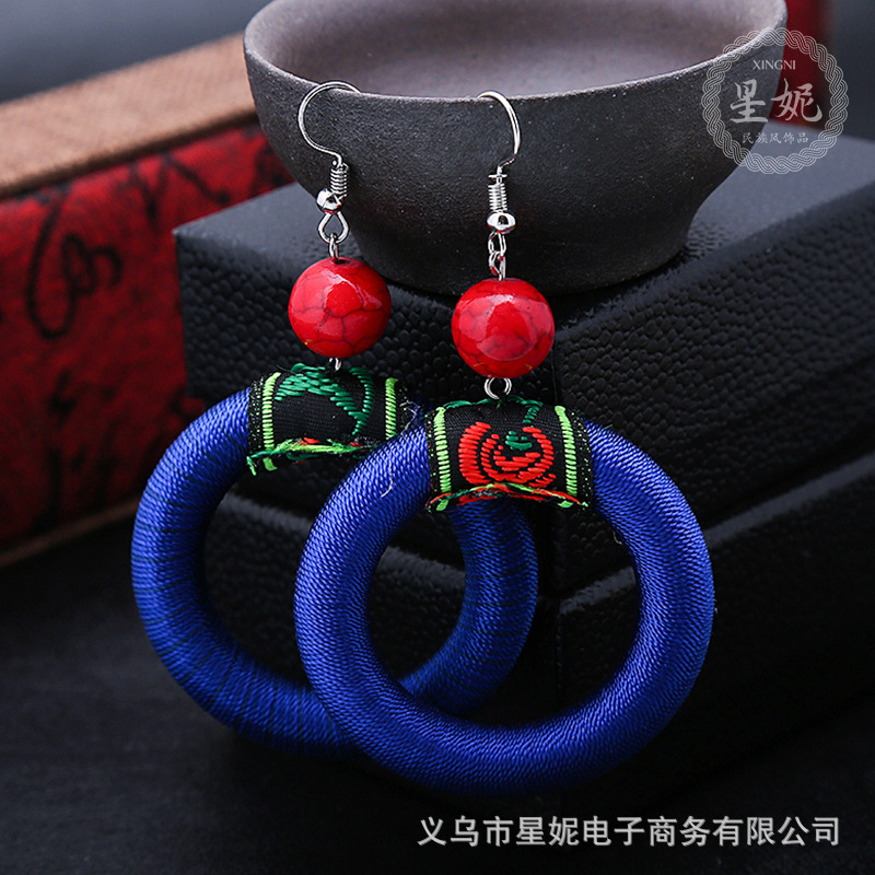 民族风复古S925银耳钩大圈耳环耳坠女款精致时尚手工艺耳饰品详情3