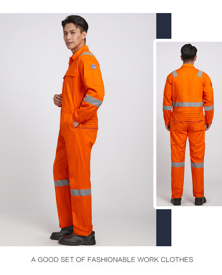Wholesale pure cotton one-piece work clothes, reflective crew work clothes, labor protection clothes, long-sleeved spring and autumn all-cotton anti-static one-piece clothes pic 14