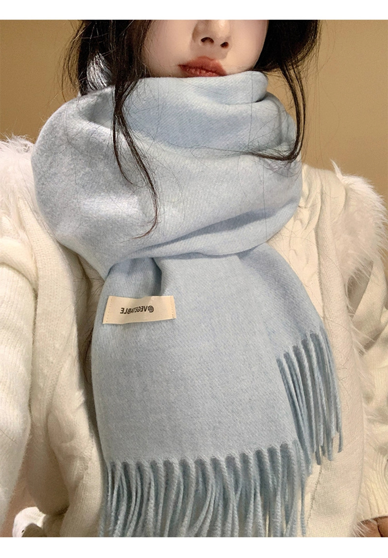 2025新款纯色围巾秋冬双面披肩女百搭氛围感流苏加厚保暖围脖批发详情8