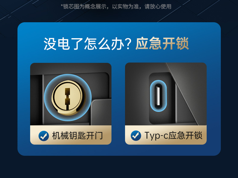Black smart doorlock, fingerprint padlock, hand-held handle smart lock doorlock pic 11