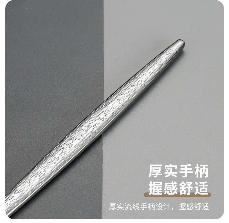 不锈钢锤纹葡萄牙餐具刀叉勺6件套跨境亚马逊牛排刀叉勺甜品勺详情7