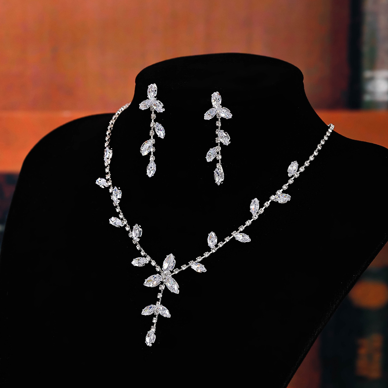 Novia accesorios de boda lady nupcial collar de novia decoración set moda garra cadena radiante diamante collar banquete pendientes pic 8