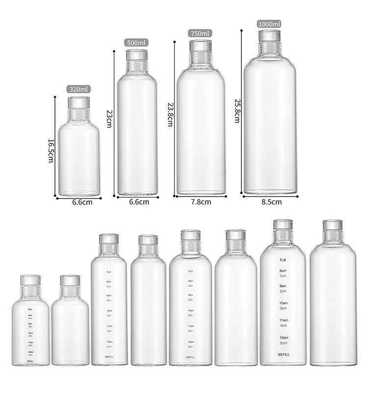 时间刻度玻璃杯家用耐高温水瓶高颜值杯子透明日式便携果汁柠檬杯详情10