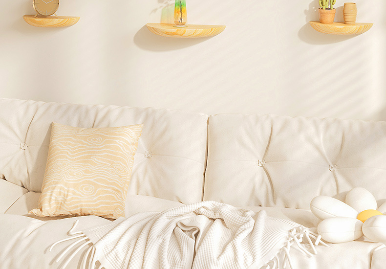 免打孔半圆实木隔板墙上置物架装饰北欧壁挂式客厅电视墙网红家居详情3