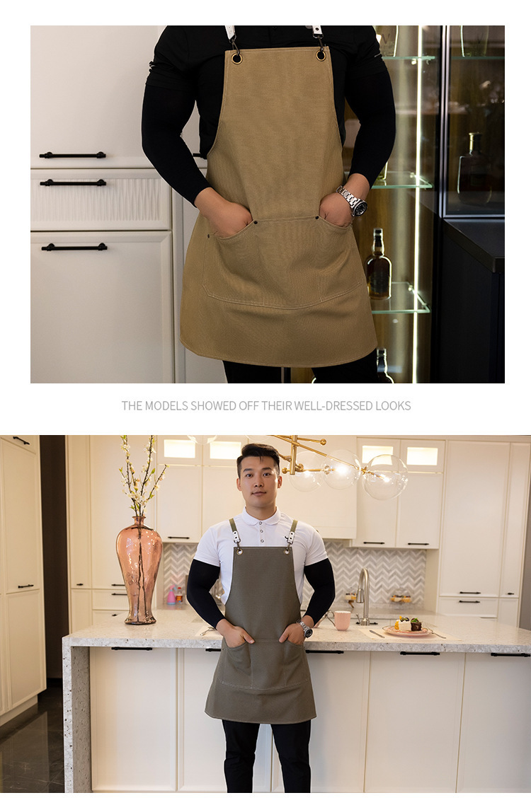 【 Chi Jia 】 Wholesale canvas aprons for home kitchens, thickened waistbands, coffee shops, haircuts, milk tea shops, and work uniforms pic 2