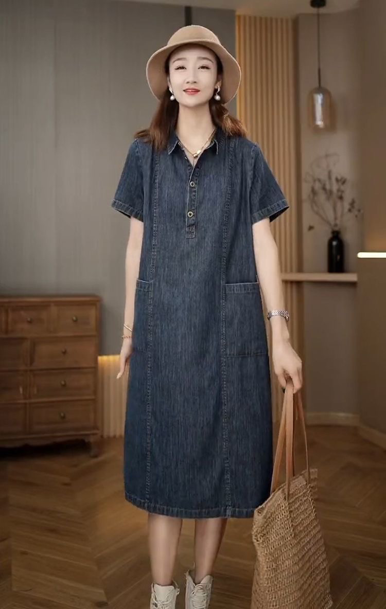 2024新款天丝牛仔连衣裙 夏季高端精致薄款大码女装 休闲妈妈裙子 时尚舒适女士裙装详情10