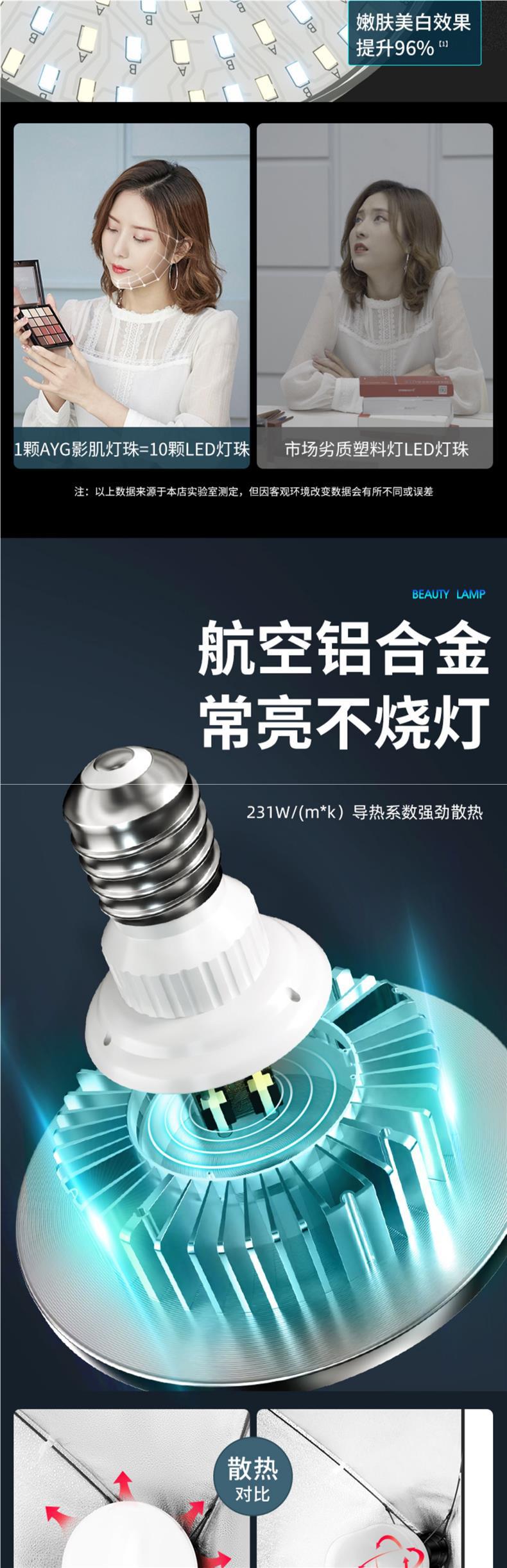 网红直播灯光补光灯主播用美颜嫩肤LED柔光灯箱摄影灯室内专业摄详情4