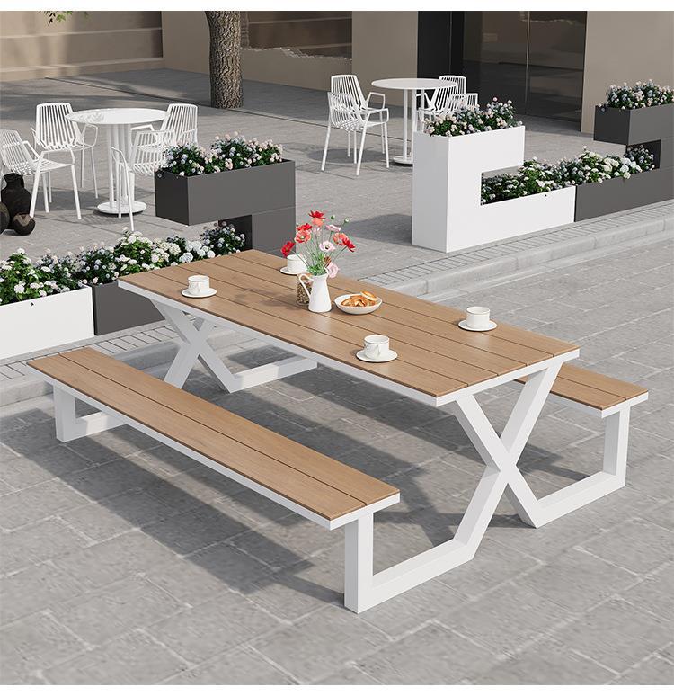 Star Factory outdoor connected park table and chair sets, garden courtyard seats, outdoor benches for scenic spots, square outdoor tables and chairs pic 13