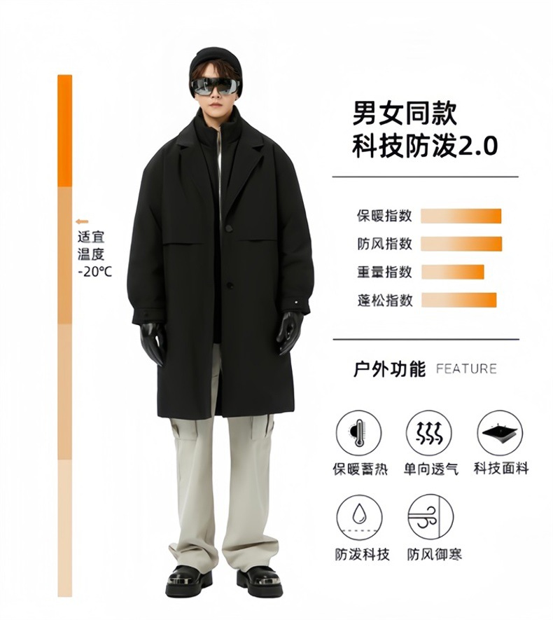 Winter long knee-length couple down jackets for men are bestsellers. Two fashionable cross-border cold-proof and warm windbreakers for men pic 3