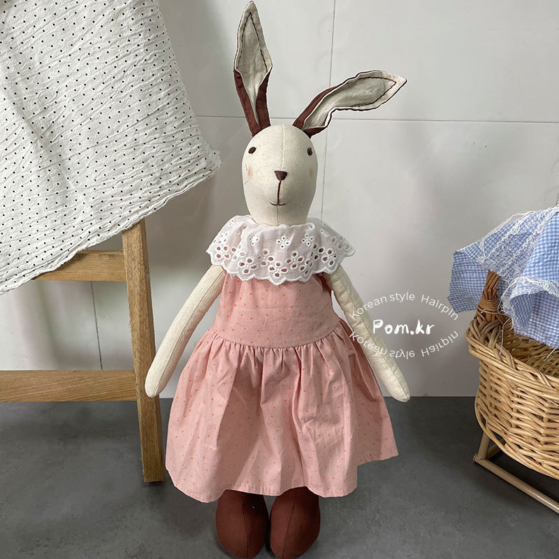 新款韩系可爱站立兔兔玩偶手工穿衣棉麻居家摆件儿童安抚玩偶礼物详情11