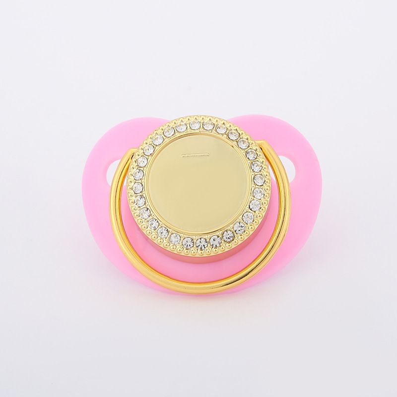 Solid color pacifier, diamond-encrusted silicone, baby teething and baby products, wholesale pacifier tips, simulated biting pacifier pic 12