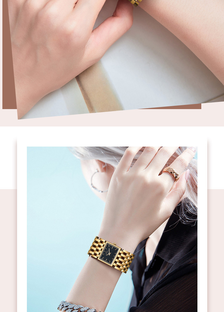 IBSO金色方形石英女表輕奢中古風(fēng)鋼帶腕表時(shí)尚氣質(zhì)款詳情8