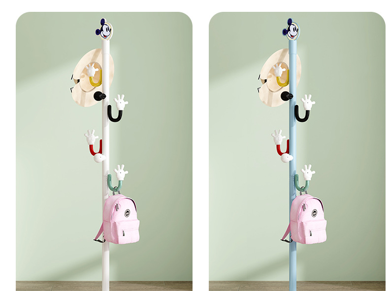 卡通儿童彩色衣帽架简约落地挂衣架立式挂书包衣服架子收纳衣帽架详情14