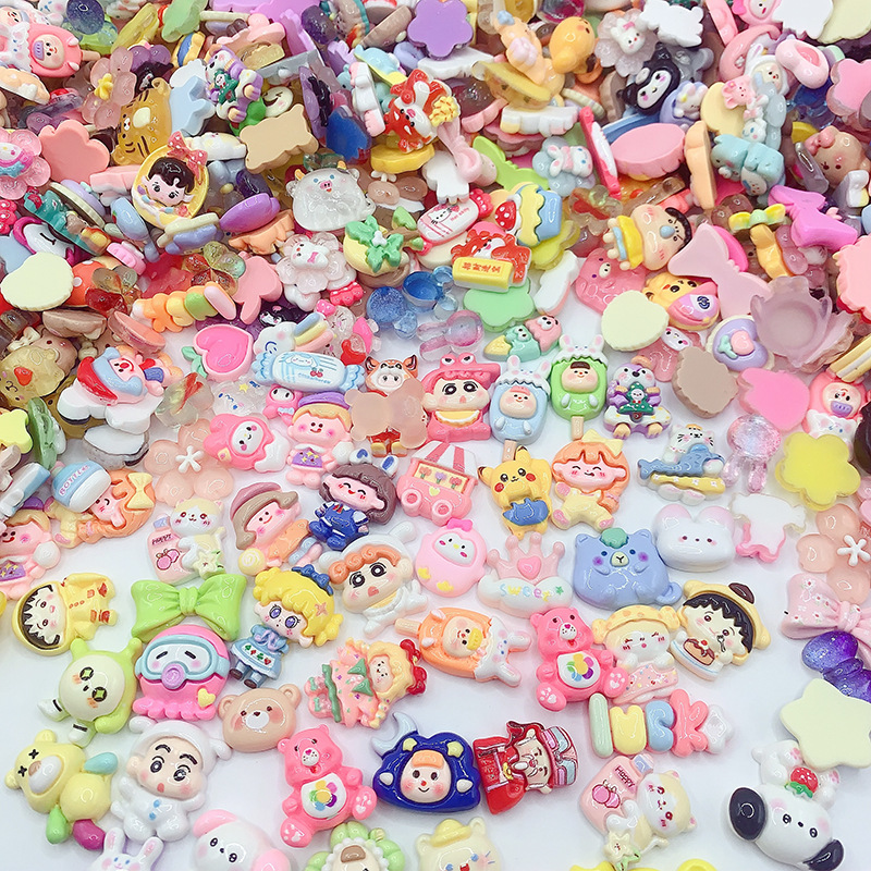 混款卡通批发树脂饰品配件 diy手机壳奶油胶发卡头绳手工发夹贴片详情7