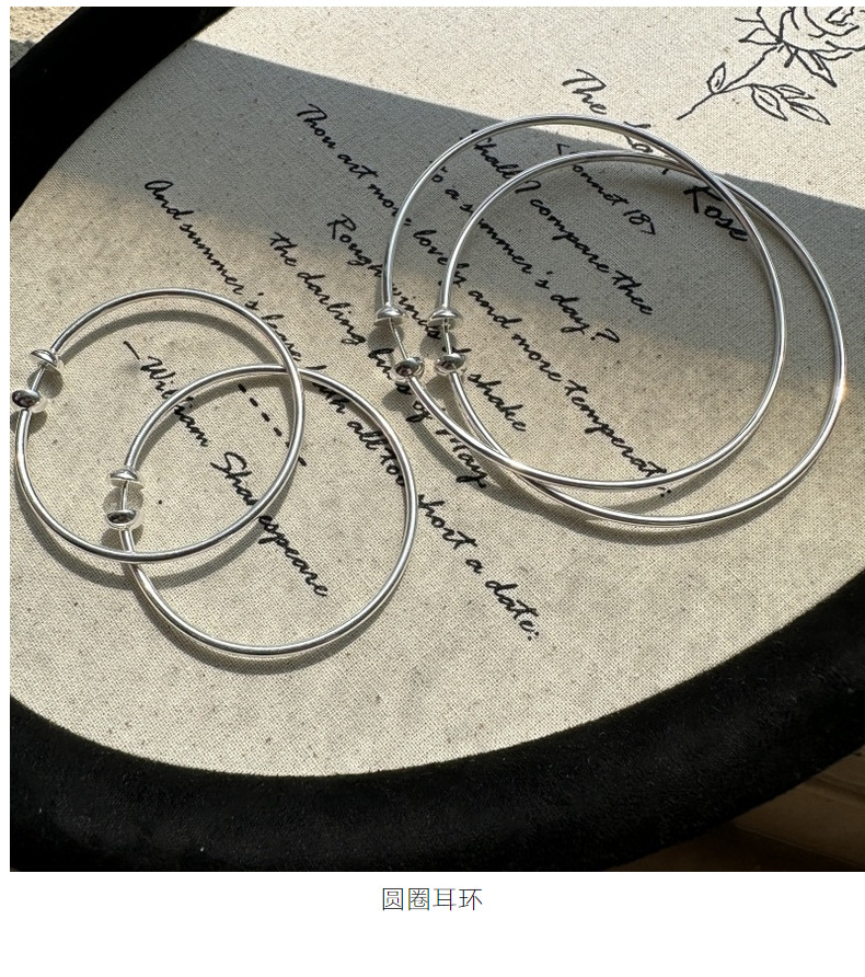 S925纯银韩版小众设计感复古空心耳环东大门千禧风复古耳扣批发详情1