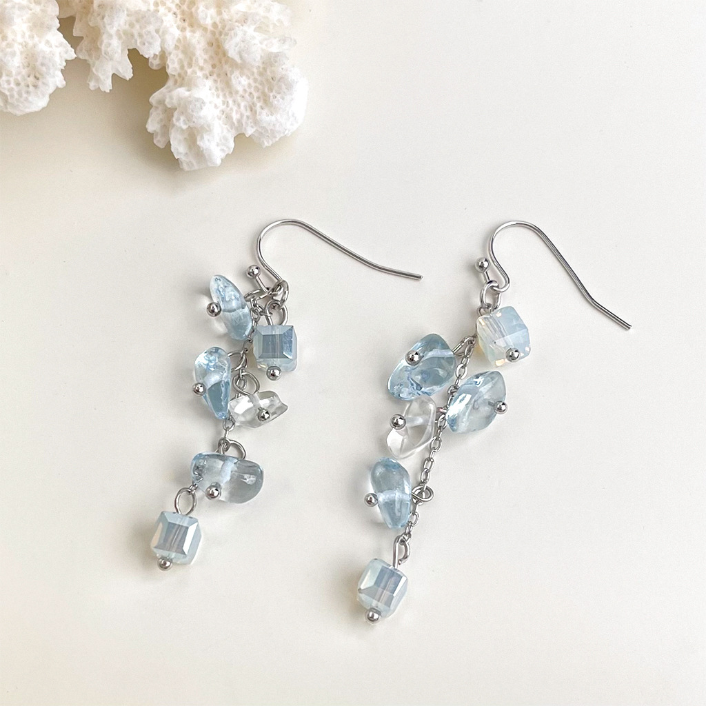 【 Sea Blue Series 】 Summer new original design, handcrafted, fresh and vacation-style blue earrings, factory earrings for women pic 11
