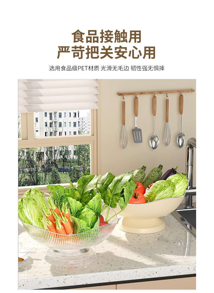 沥水果盘客厅茶几高脚果篮奶油风高颜值糖果零食盘大容量水果盘子详情5