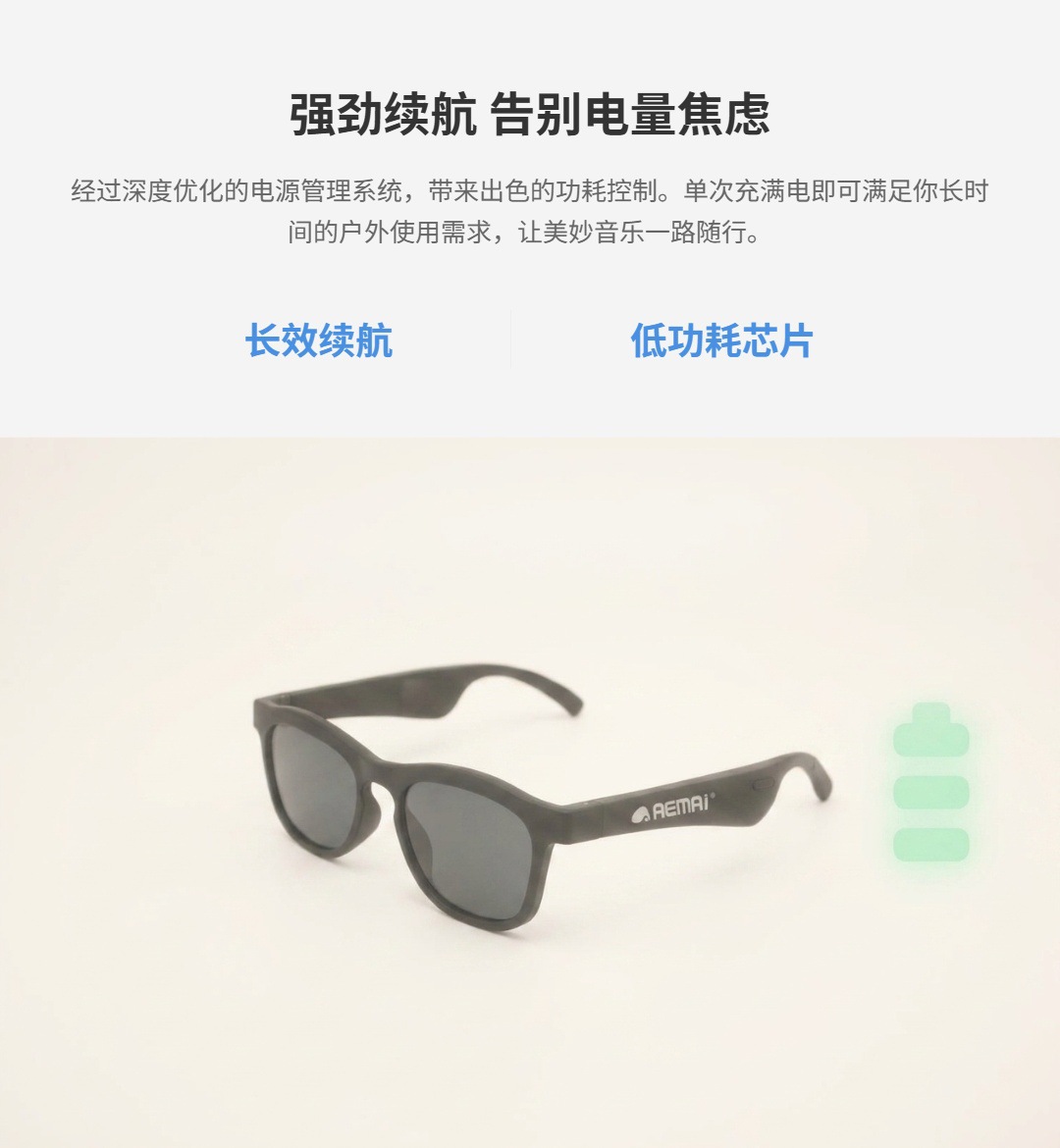 黑色智能蓝牙AI眼镜 支持语音控制实时翻译高清显示详情10
