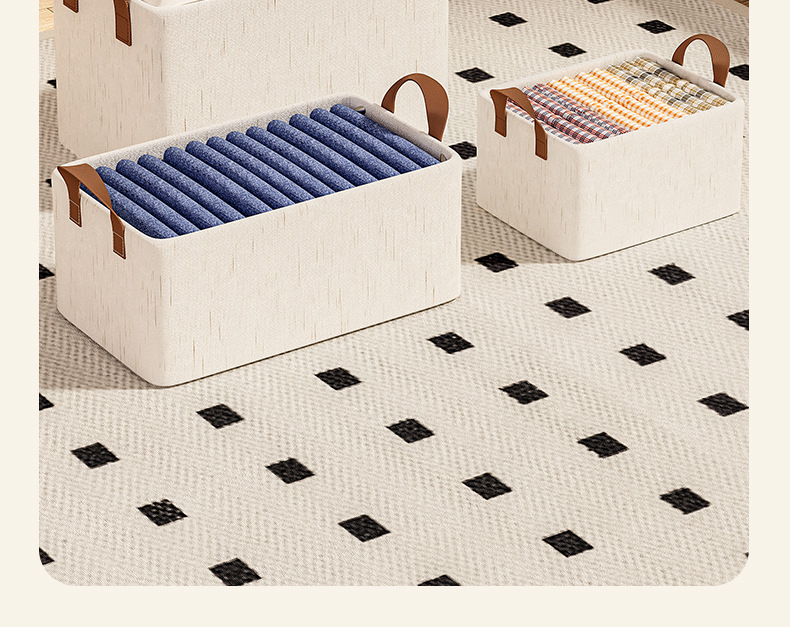 Tianshan cotton and Linen upgraded storage box, dormitory wardrobe, fabric storage basket, dust-proof organization and storage box pic 16