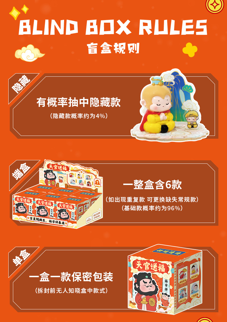 Tian Guan Brings Good Fortune, a new national trend blind box desktop decorative item. Zhong Kui, Buddha and God of Wealth in stock resin decorative items for the high school entrance examination pic 5