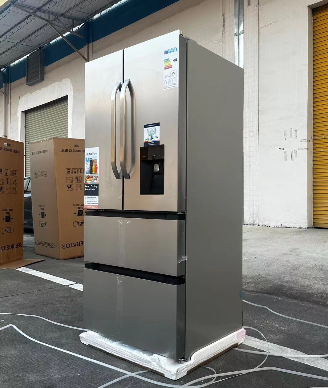 French-style four-door refrigerator with water dispenser, air-cooled frost-free large-capacity household refrigerator, export and foreign trade refrigerator pic 4