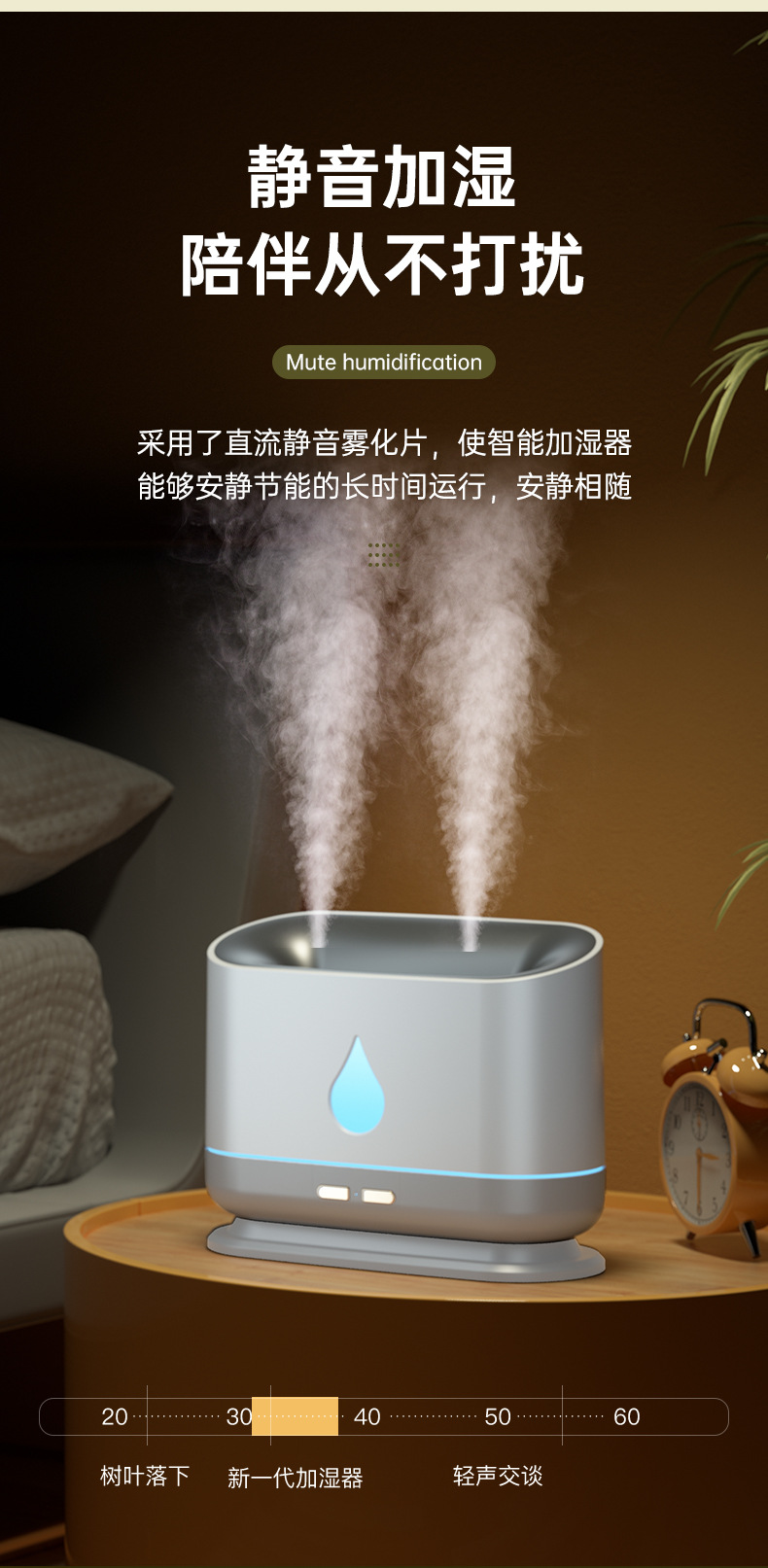 2024新款仿真水滴加湿器家用卧室大容量打雾量便捷式加湿器详情15