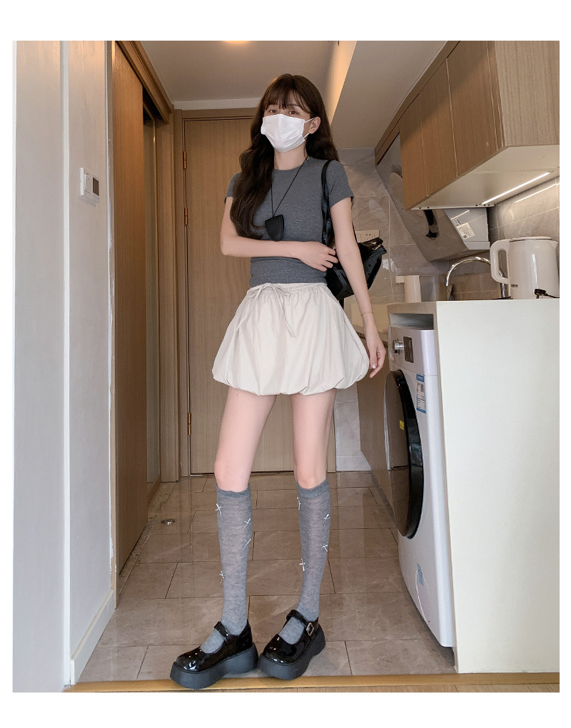 韩系甜美风冰丝花苞短裙女蓬蓬裙纯色夏季气质百搭防走光A字版型详情19