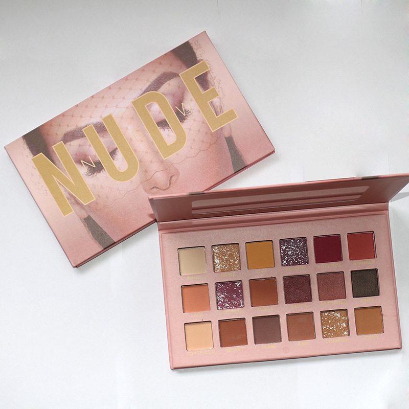 跨境裸色18色眼影盘哑光珠光细闪粉持久防水酒红眼妆沙漠玫瑰眼影详情7