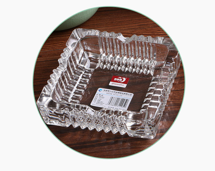 方形透明玻璃烟灰缸高颜值水晶烟缸雪茄烟缸青苹果批发水晶烟灰缸详情8