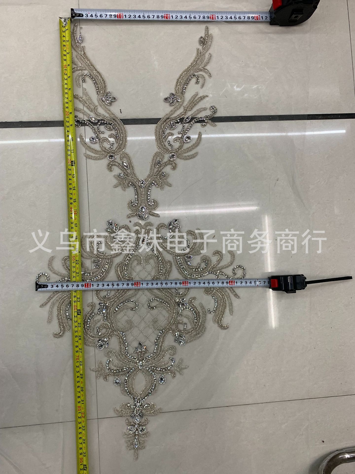 Y-shaped long luxurious hand-stitched beaded luxury wedding dress and evening gown with glass rhinestone cut pieces for clothing accessories pic 7