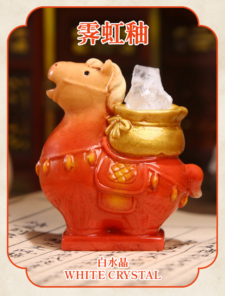 Tang Sancai cultural relics energy blind box, cartoon trendy toys, crystal design, resin handicrafts, ornaments, table ornaments, blind box pic 9