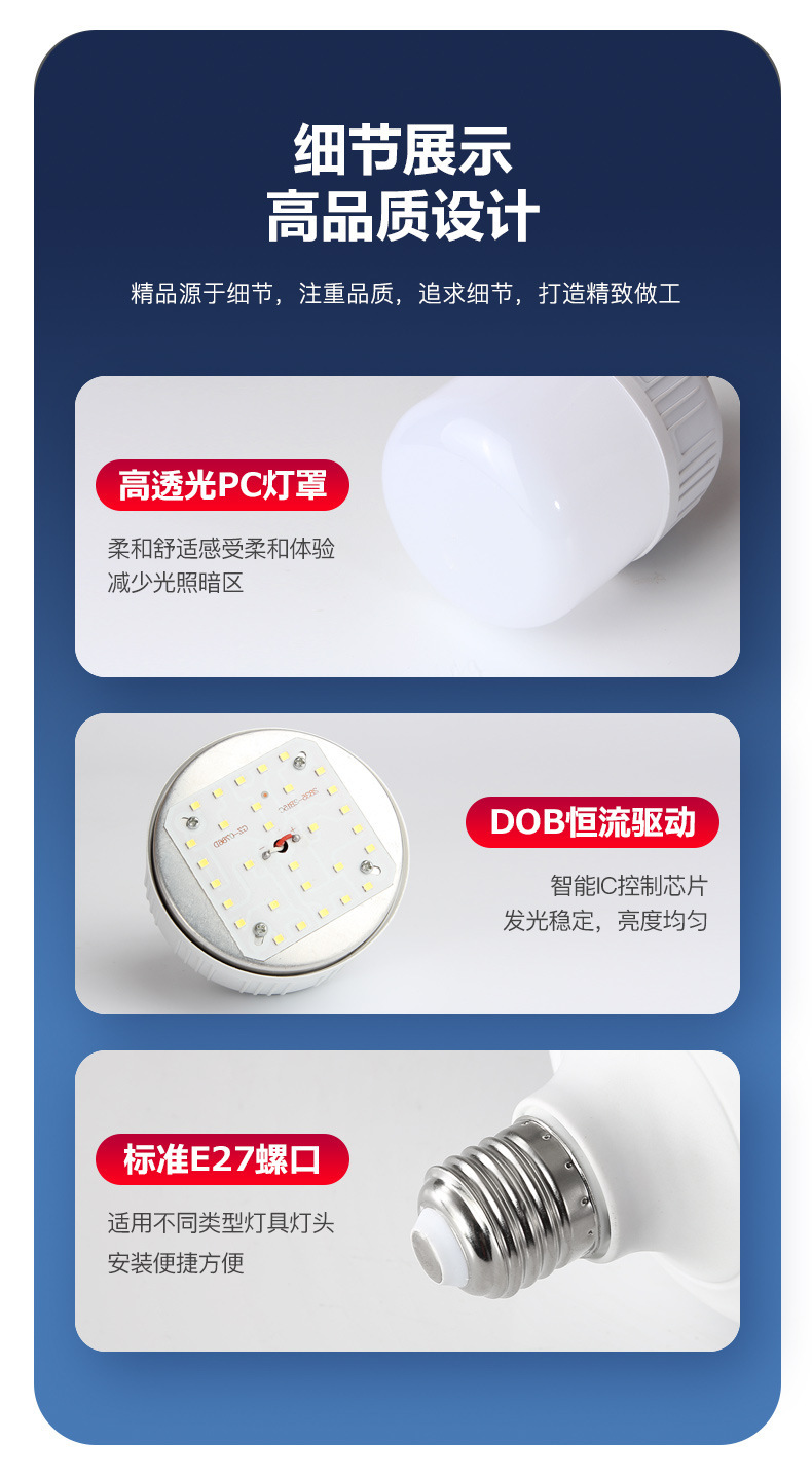 节能灯泡高亮摆摊批发节能灯家用高富帅led球泡灯e27螺口led灯泡详情18