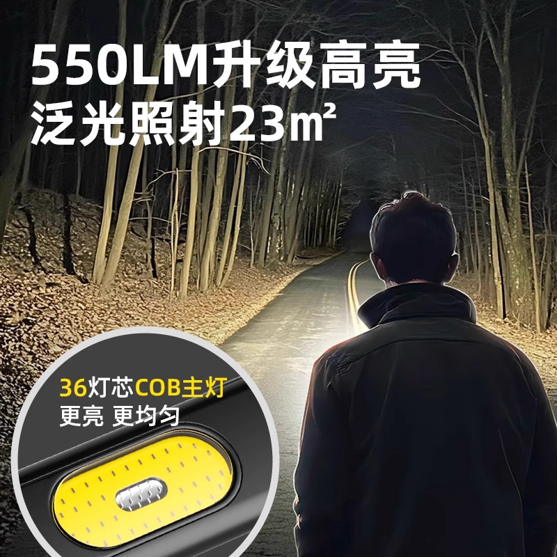 Cross-border portable dual-source work light, flashlight, cap clamp lamp, magnetic maintenance, ultra-light and ultra-thin mini emergency light pic 8