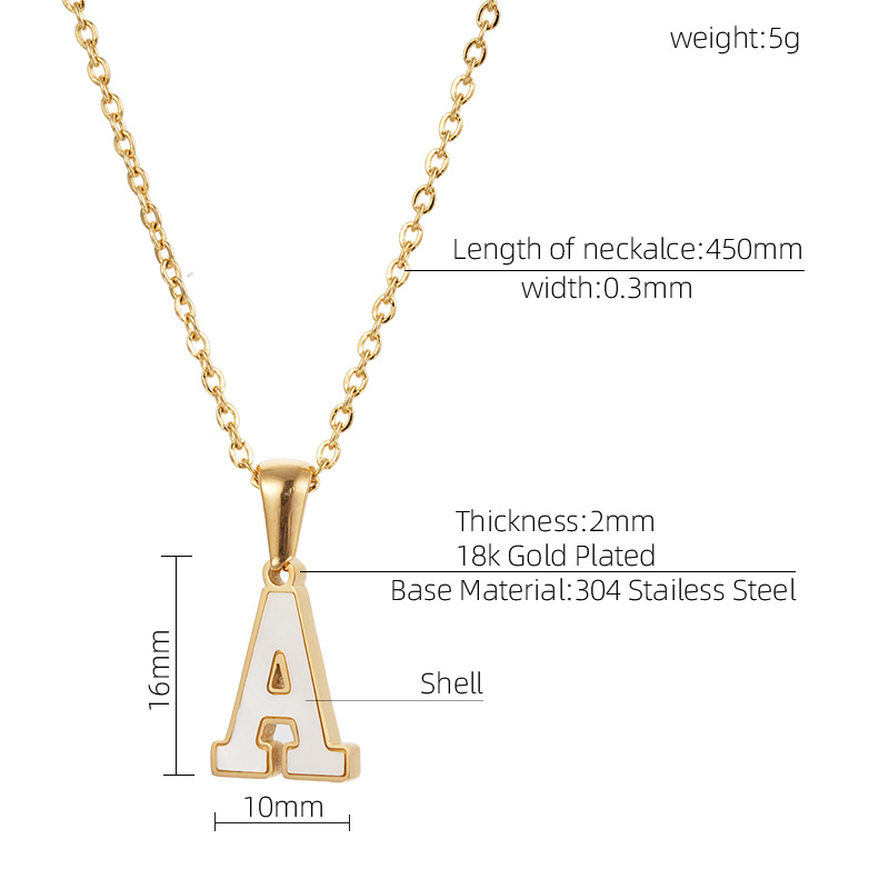Wholesale cross-border 18K gold shell stainless steel letter pendants, 26 capital letter titanium steel necklaces for women pic 12