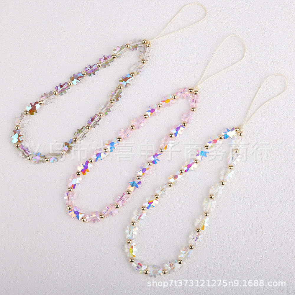 Original new style bear crystal mobile phone chain woven beaded pendant, portable and niche mobile phone case pendant for girls pic 1