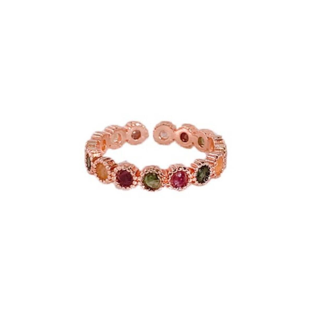 The tourmaline rainbow ring is a niche design for women with an adjustable opening and finger ring. It is a sweet and cool spice girl style accessory with a high-end feel pic 5