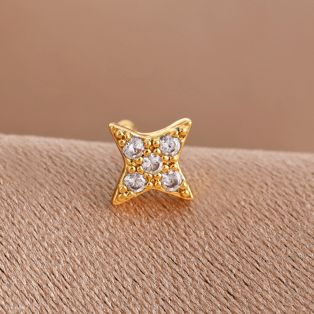 跨境钛钢镶钻鼻钉螺丝拧球直杠鼻钉不锈钢耳钉气质小众设计感耳钉详情15