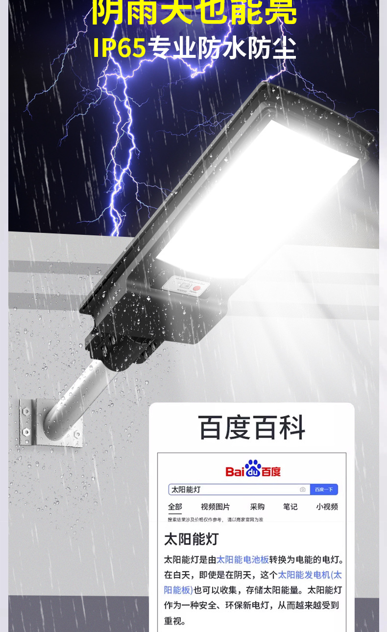 Solar lighting fixtures, household outdoor garden lamps, integrated radar sensor lamps, waterproof and lightning-proof led solar lamps pic 10