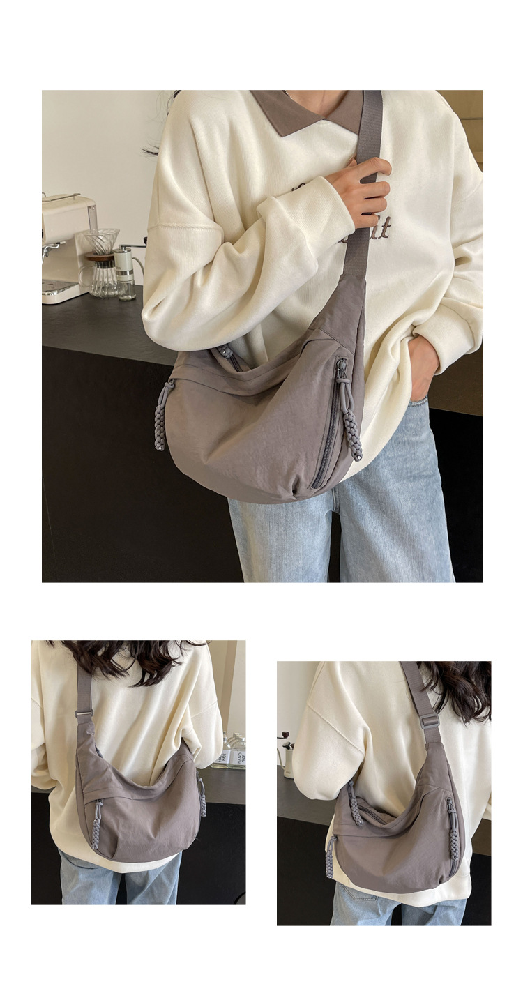 时尚布包女学生上课挎包尼龙布斜挎包大容量单肩包日系出游饺子包详情26