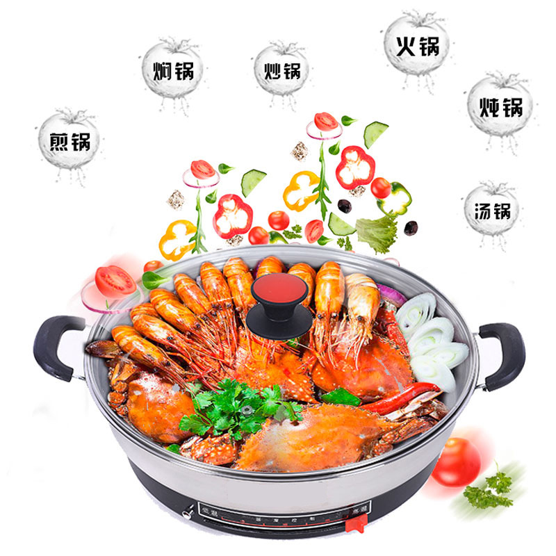 The stainless steel electric griddle is deepened and enlarged. It is a multi-functional electric frying pan. It is a household flat-bottomed pancake frying pan for frying vegetables and a non-stick pan for grilling pic 13