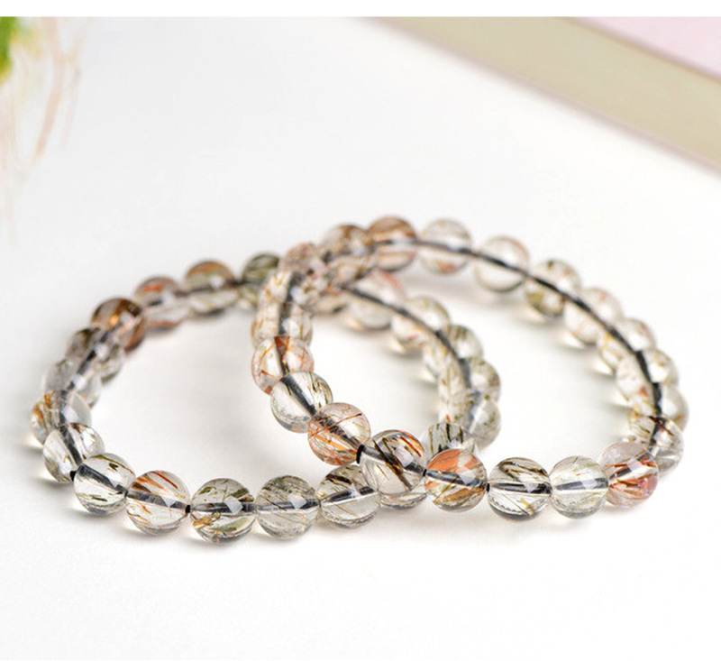 久雅水晶 天然黑金超七圈手链 黑色钛晶超七手链圆珠手串 批发详情11