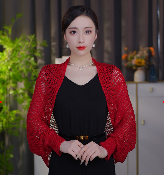 【四季】【冰丝长袖披肩】新款混纺夏秋季网格针织披肩百搭时尚女详情6