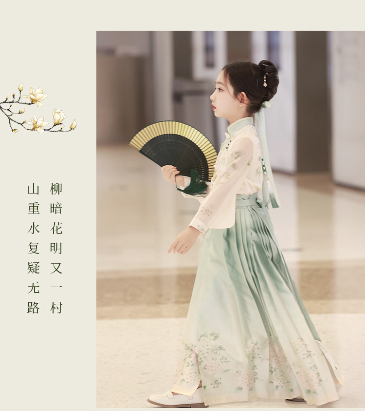 国潮女童春秋马面裙套装2025新款夏季儿童国风新中式上衣夏装古风汉服详情12