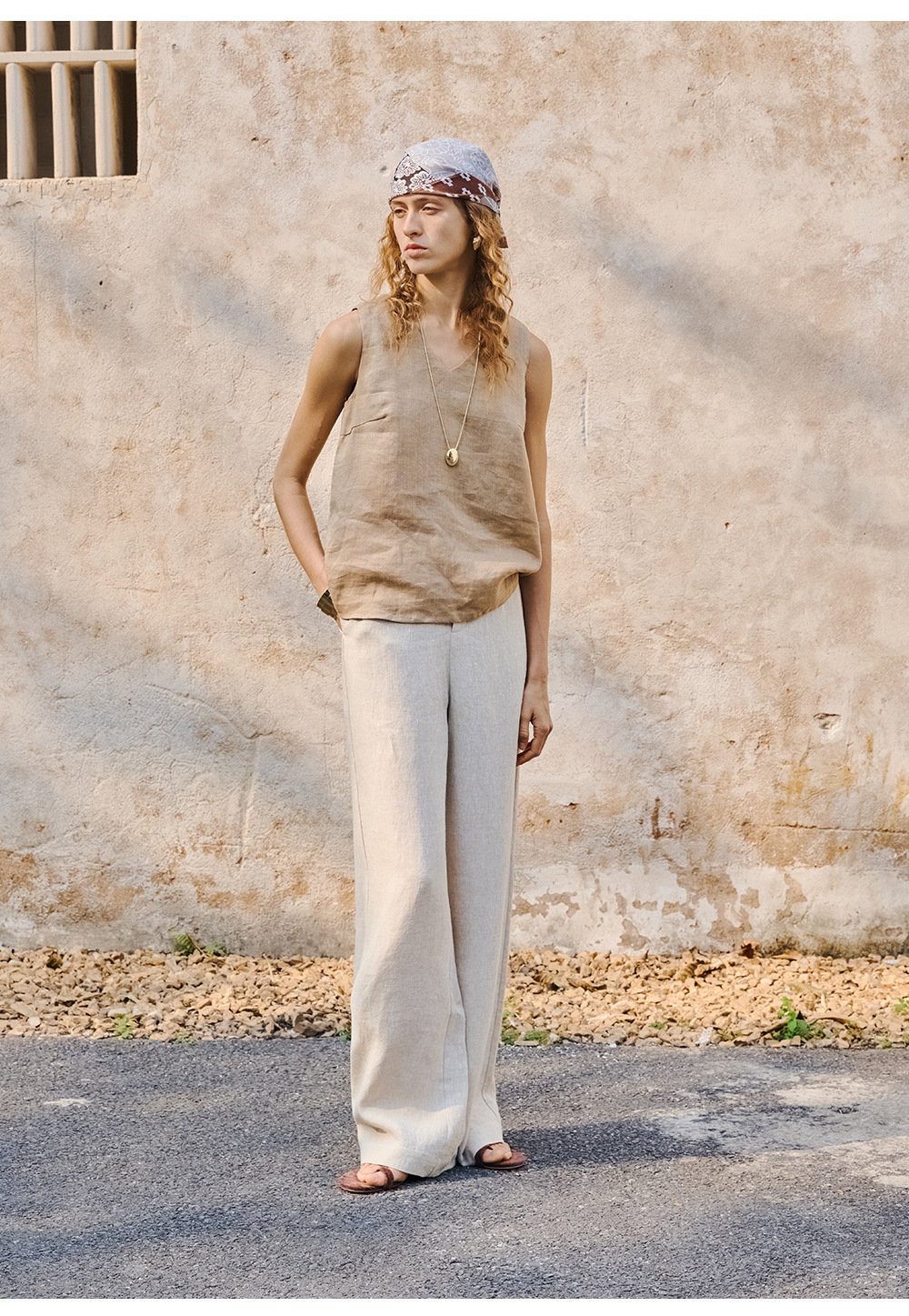 Linen loose straight-leg pants for commuting, long pants with a high-quality feel for old money, high-waisted fashionable linen casual pants for women in spring and summer pic 24