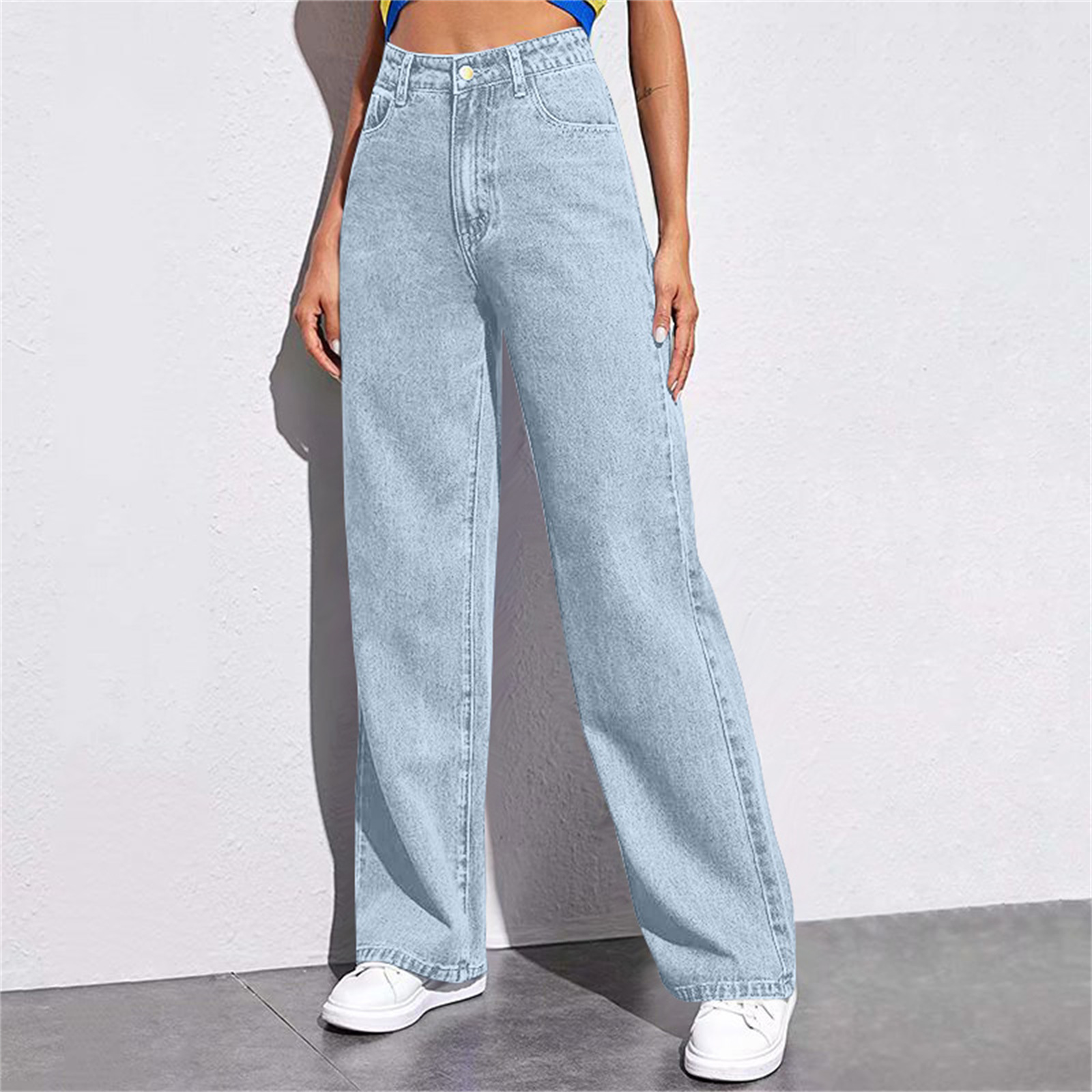 New high-waisted wide-leg jeans for women from Europe and America are slimming, straight-leg and versatile, with a retro American drape pic 8